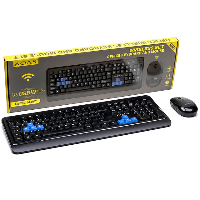 Teclado e Mouse Sem Fio AOAS M-900 preto