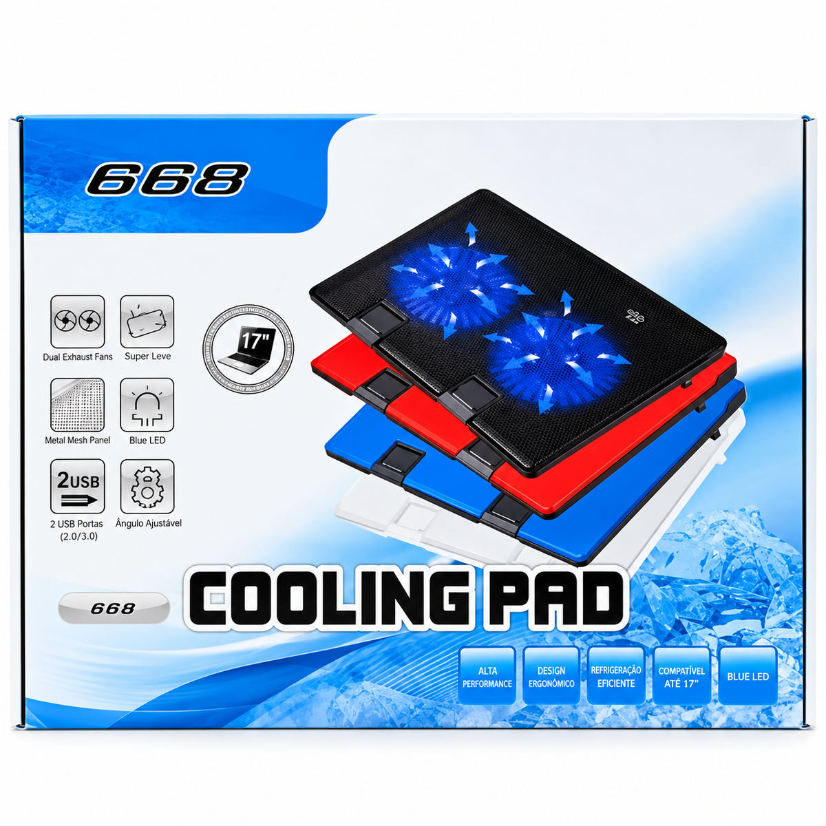 Cooler Base Suporte de refrigeração dupla p/ Notebook