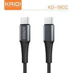 Cabo Tipo C para Tipo C Turbo Kaidi KD-19CC 60W 1m preto