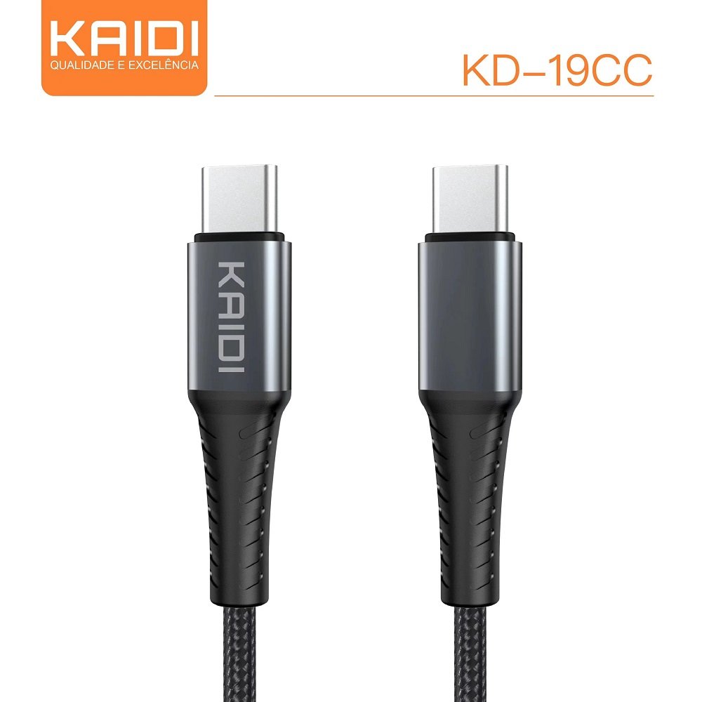Cabo Tipo C para Tipo C Turbo Kaidi KD-19CC 60W 1m preto