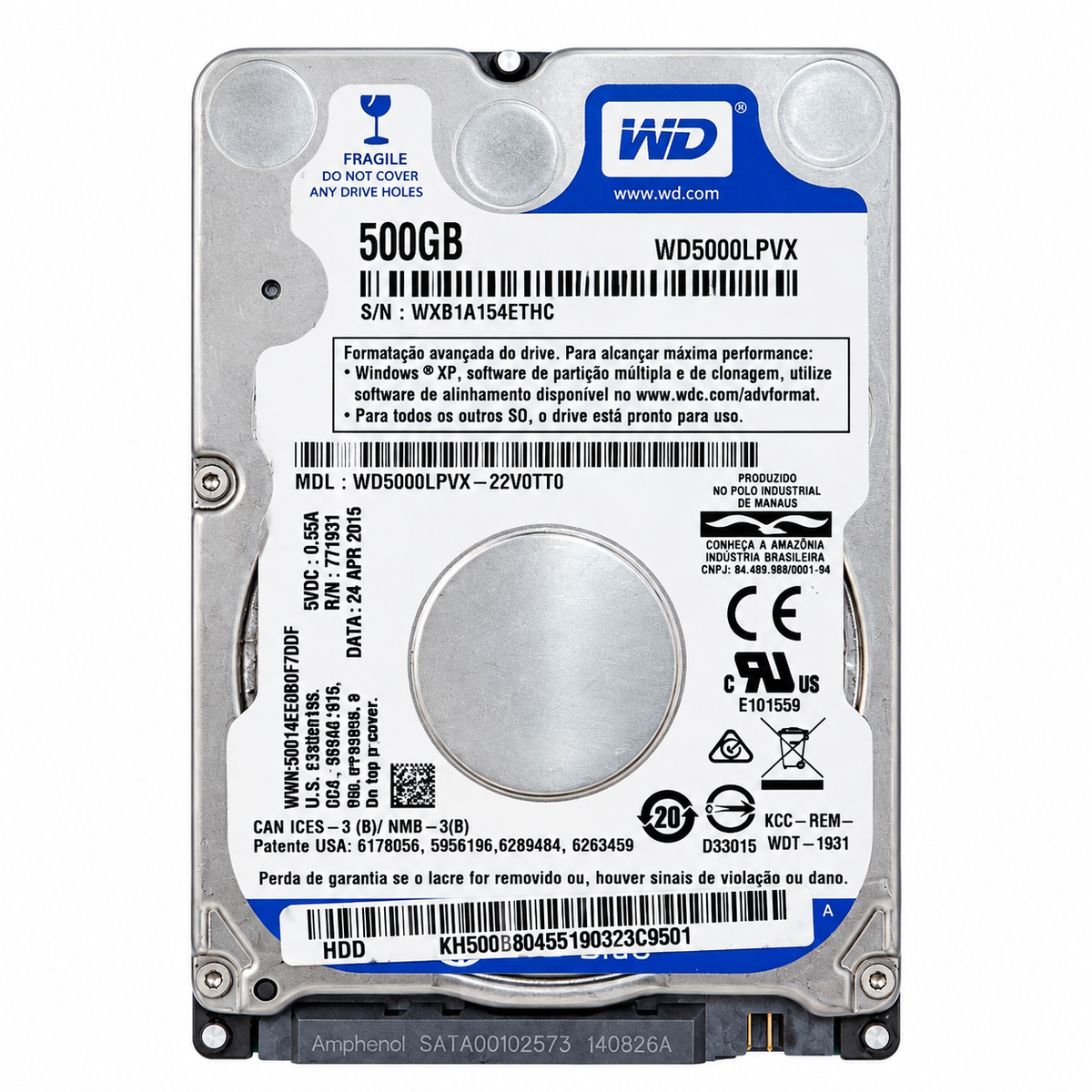 HD Interno Western Digital 500GB Slim
